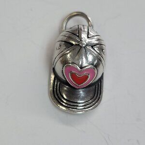 James Avery silver Enamel Heart Ball Cap Charm